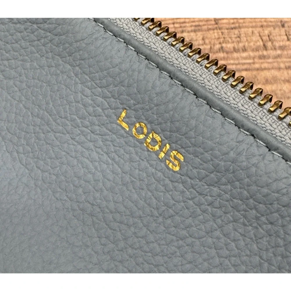 2 Pc Set Lodis Italian Leather Dustin Eiffel‎ Wristlet & Wallet RFID Powder Blue